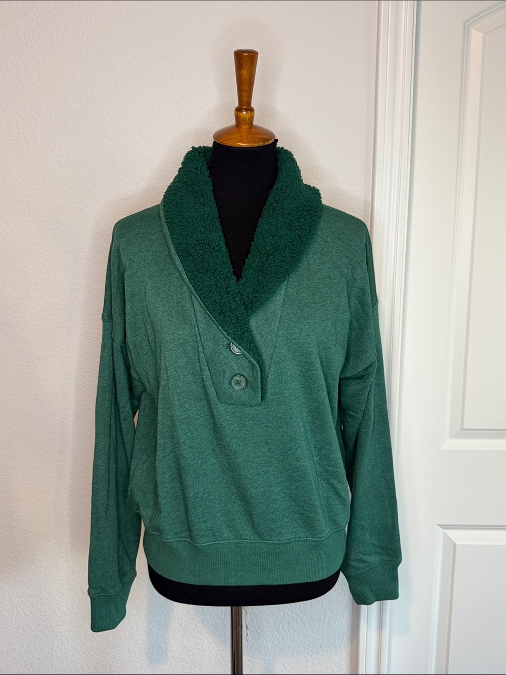 American Eagle Outfitters Dark Green Shawl-Collar Pullover